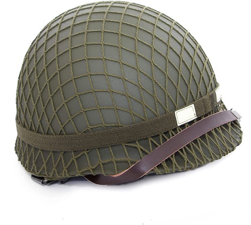 WW2 US M1 Army Helmet with Cover Cat Eye Strap, WWII Gear, Steel Made Double Shells Green Reproduction
