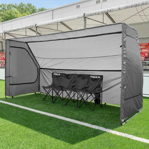 FORZA Portable Aluminum Team Benches - 4 Seat, 6 Seat & 8 Seat Benches Available | Folding Chairs for Substitutes | Subs Bench for Soccer | Carry Bag Included (4-Seater Pro, Without Shelter)