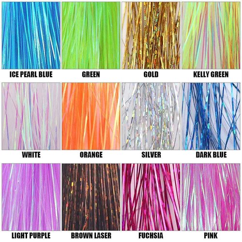 LURELINK-Flashabou-Fly-Tying-Materials-Making-Flies-Jig-Fishing-Lure-Supplies 12&24 Colors Crystal Krystal Flash String Holographic Ripple Saltwater Freshwater (24-Color Combinations)