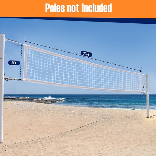 32x3ft Heavy Duty Volleyball Net for Backyard, Pool Volleyball Net Replacement Outdoor-with Storage Bag