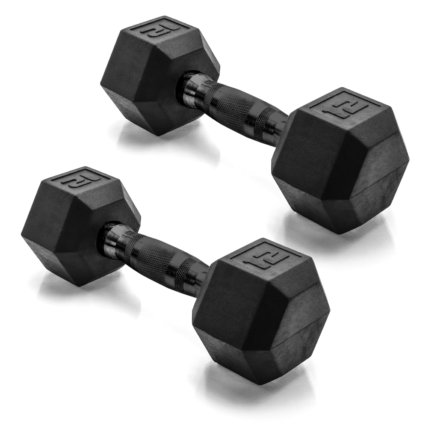 CAP 12 LB Rubber Coated Hex Dumbbell Weight, Rubber Hand Weights for Home Gym Strength Training, Black Oxide Handle, Pair