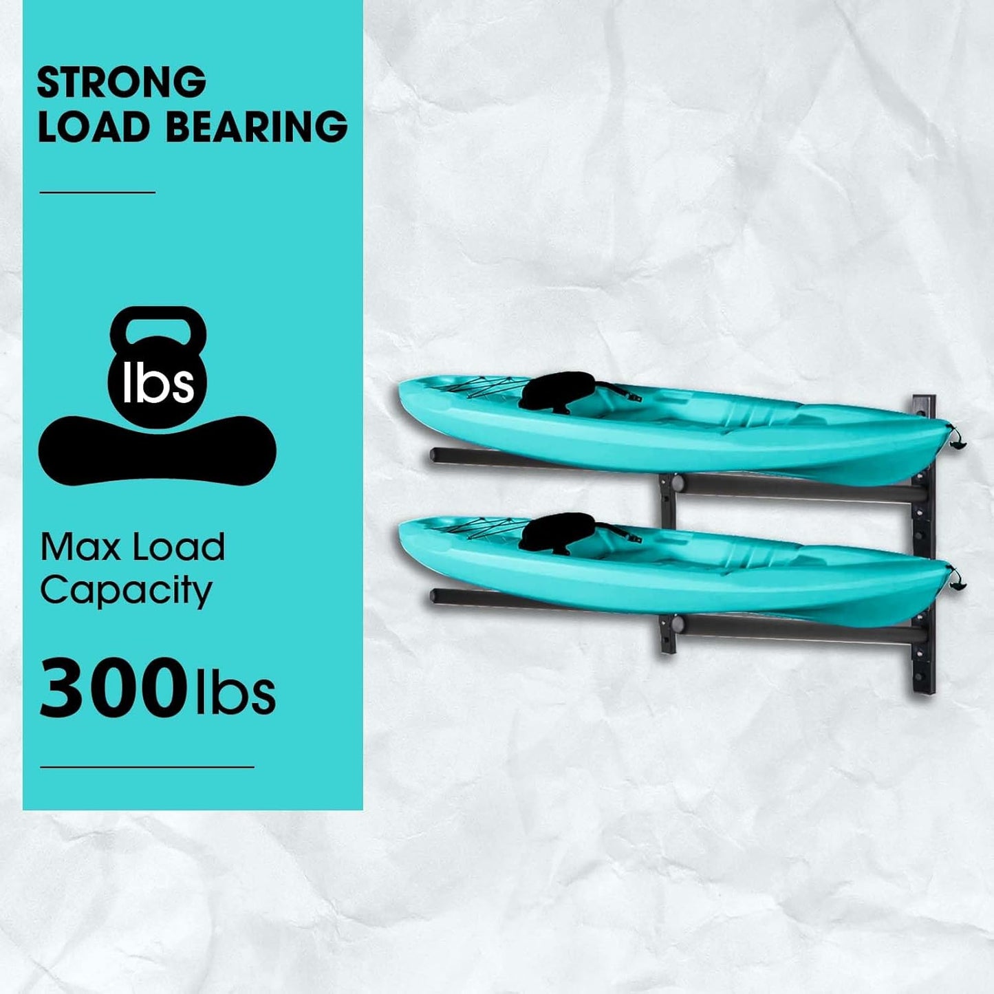 Kayak Storage Rack, Adjustable Wall Mount Kayak Racks for Garage and Outdoor Storage, Heavy Duty Weight Capacity, 2 Level / 3 Level / 4 Level
