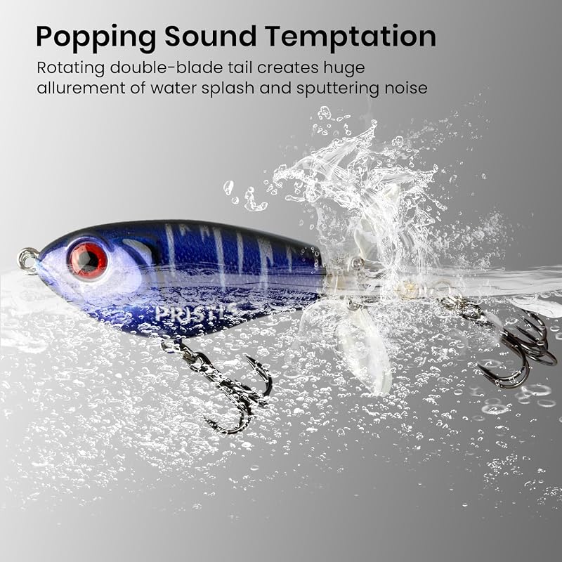 Pristis 3 Pcs Topwater Fishing Plopper Lures - Floating Popper Bait Set (Variation: 3 Pcs Double- blade Color Set)