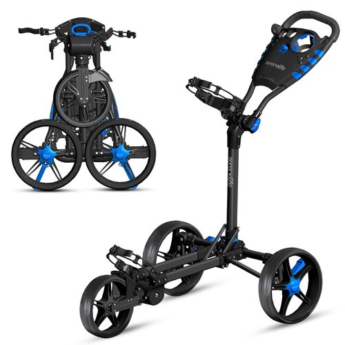 SereneLife 3 Wheel Golf Push Cart ??Lightweight, Foldable, Collapsible, Adjustable Handle, Golf Caddy Accessories, Built-In Cooler Storage/ Scorecard/ Cup Holders, Compact for Travel