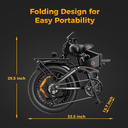 Jasion X-Hunter Electric Bike for Adults,1400W Peak Motor 30MPH Max Speed 48V 13AH Removable Battery, Full Suspension System Design 20''*4.0 Fat Tire Foldable Ebike 7-Speed Bicycles