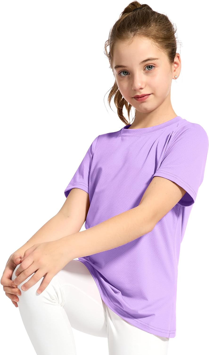 KEREDA Girls Athletic Shirts Quick Dry Short Sleeve Crew Neck T Shirts, Summer UPF 50+ Tee Tops for Teen Girls 3 Pack