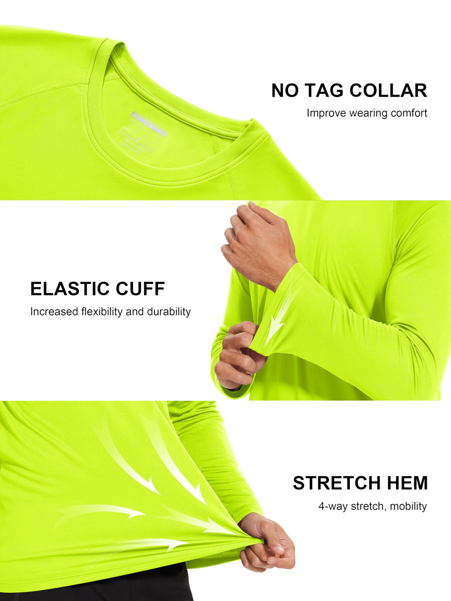 MAGCOMSEN Mens Long Sleeve Shirts UV Protection Shirts Dry Fit Shirts Rash Guard Men Swim Workout Shirt Mint Green,3XL