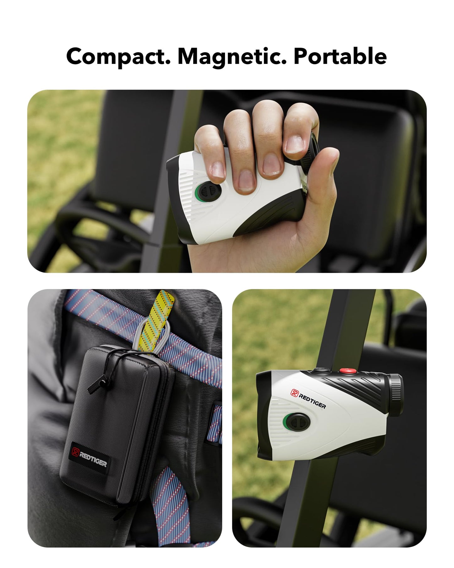 REDTIGER Golf Rangefinder with Slope Switch, 1200 Yards Range Finder Golfing, 7X Magnification, Flag Pole Locking Vibration, Rechargeable Range Finders with Magnet Stripe, GolfVue Series 1