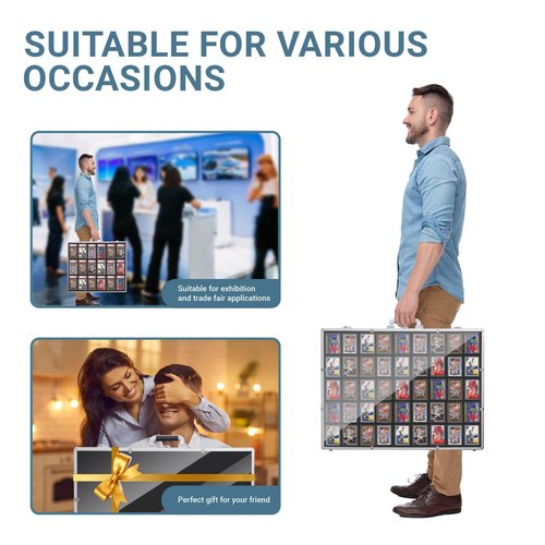 Ugdgtgo Portable Trade Show Display Case 34"×22" Sports Card Show Display Case with Locks Aluminum Acrylic Showcase for Cards Jewelry Craft Collector Shows