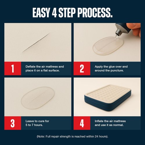 East Bay Air Mattress Patch Kit | PVC Glue for Air Bed | Air Mattress Repair Patch Kit | Ultimate Strength PVC Patch/Vinyl Patch Kit | Easy Application, Quick Repair & High Durability
