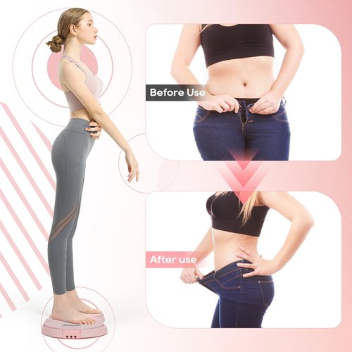 Ab Twister Board with 2 Resistance Bands,360° Waist Twisting Machine for Core Workout & Full-Body Toning,Waist Twister Board for Home Gym,Weight Loss & Slimming(pink) (pink)