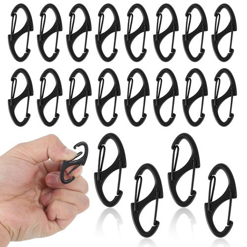Giantree 20 Pcs S Shaped Double Opening Carabiner Keychain, Alloy S Carabiner Clips, Keychain Spring Snap Hooks Mini Carabiners Clip, for Dual Wire Gate Interlocking Clips Tiny Clip Attachment