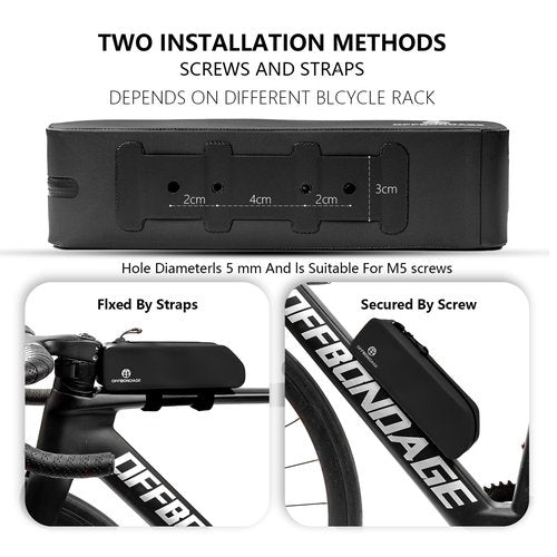OFFBONDAGE Waterproof Bike Top Tube Bag - TPU Bolt-On & Strap Mount Frame Pack, Lightweight Aerodynamic Cycling Storage for Mountain/Road/Gravel