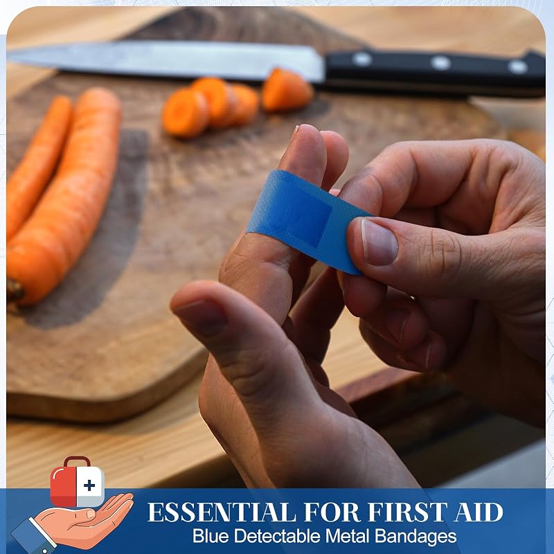 Geiserailie 200 Pcs Blue Metal Detectable Bandages 3" x 1" — Variation: 200