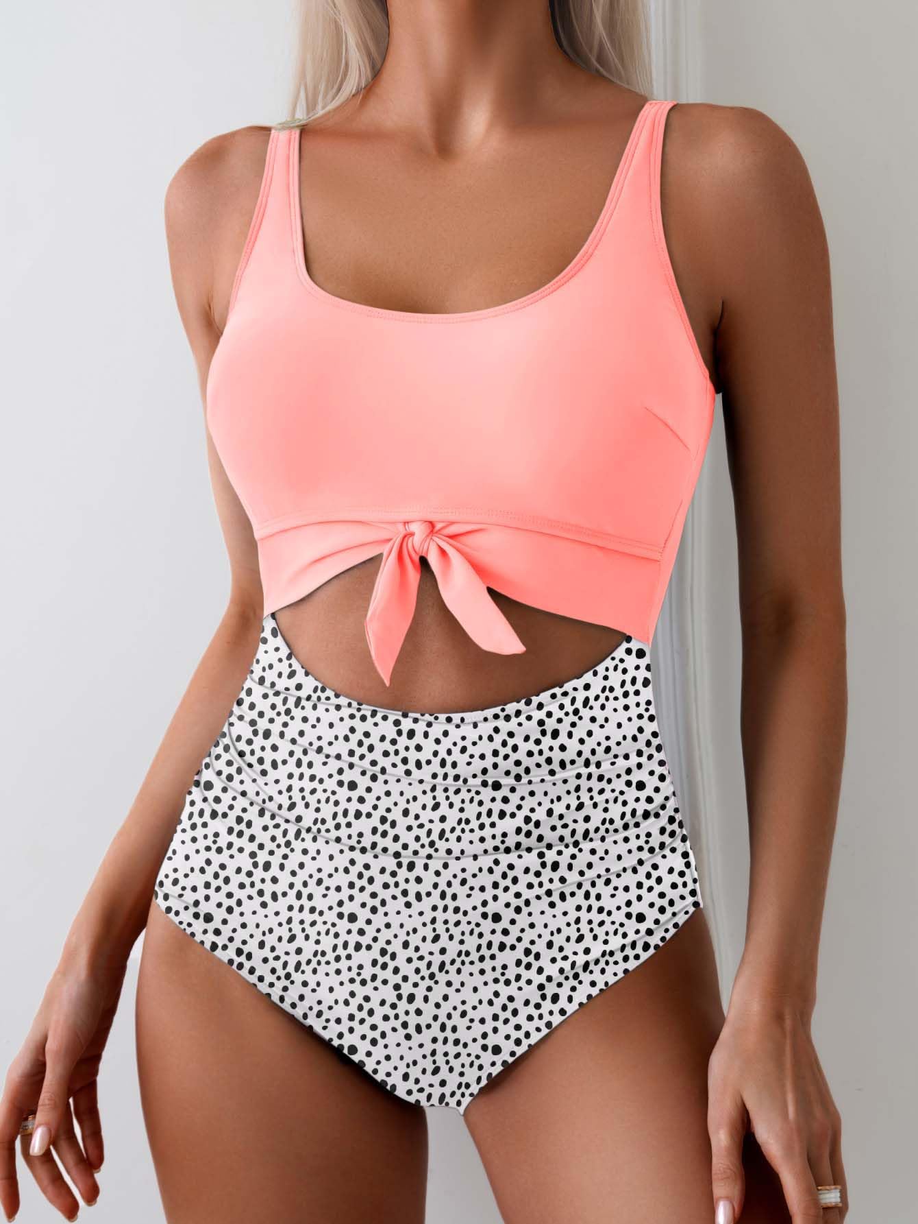 Eomenie Women's One Piece Swimsuit Tummy Control Slimming Bathing Suit Cutout Tie Knot Swimwear