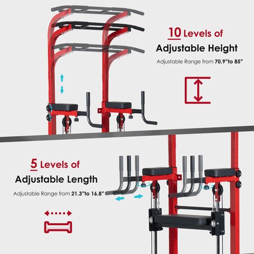 SogesPower Power Tower Dip Station Pull Up Bar for Home Gym Multi-Function Adjustable Height Strength Training Workout Equipment