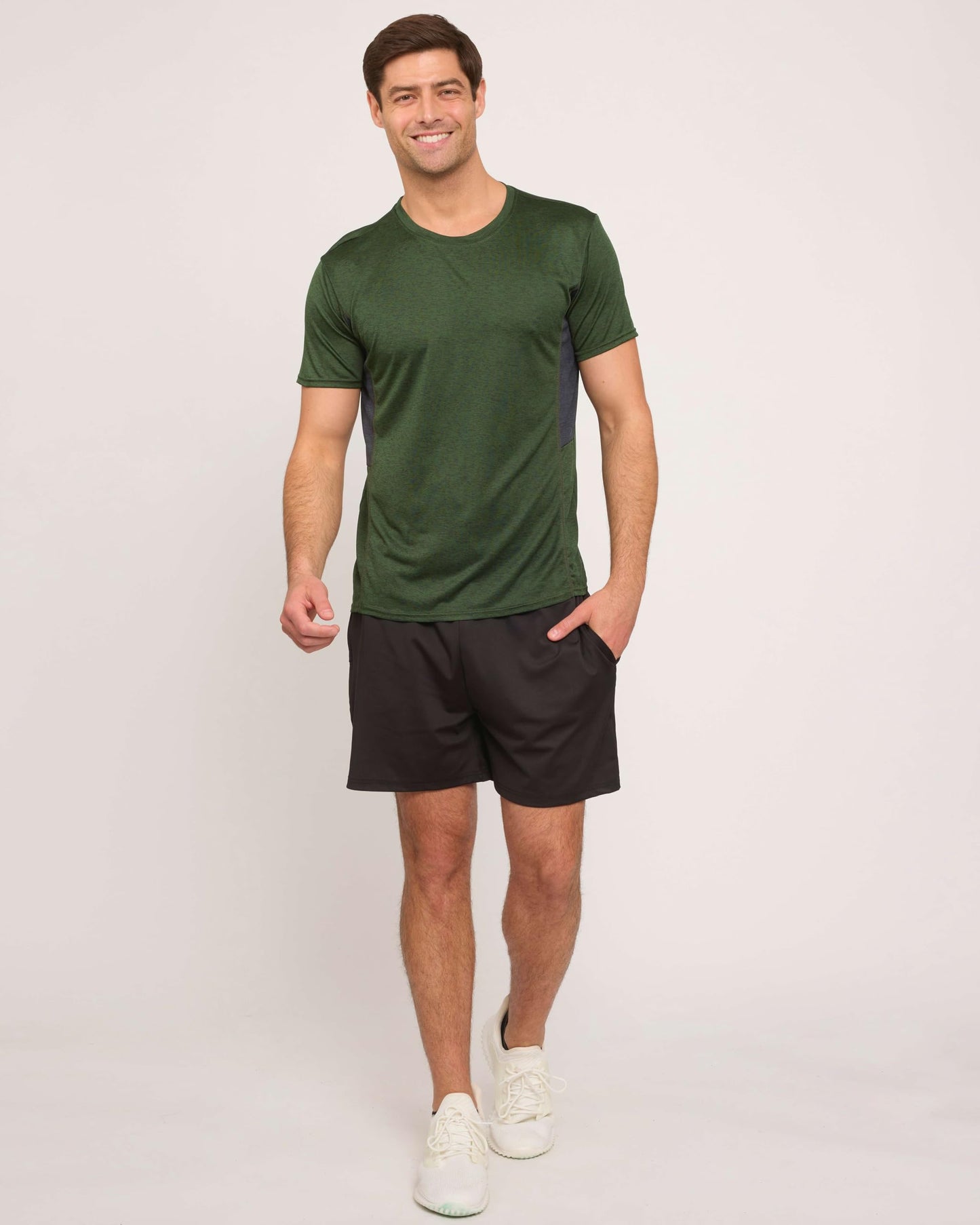 Real Essentials 5 Pack: Men's Dry-Fit Short Sleeve Crew Neck T Shirts Fitness Running Gym Workout Cool Exercise Athletic Tee, Set 5, Small
