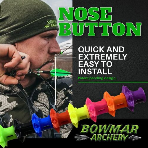 Bowmar Archery Nose Button, Extremely Light Weight, Creates Consistent Anchor Point, Two Sizes Included (Green)