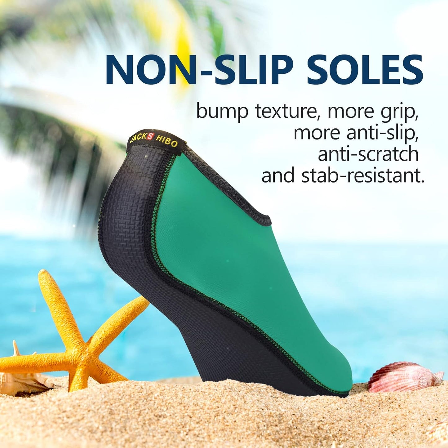 JACKSHIBO Water Shoes for Women Men Swim Shoes Water Socks for Cruise Essentials Swimming Aqua Beach Pool Yoga Surf