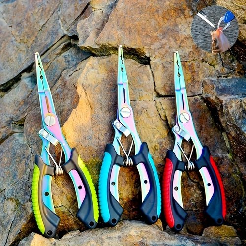 Saltwater Fishing Pliers, Split Ring Pliers with Safety Lock, with Sheath and Lanyard Green