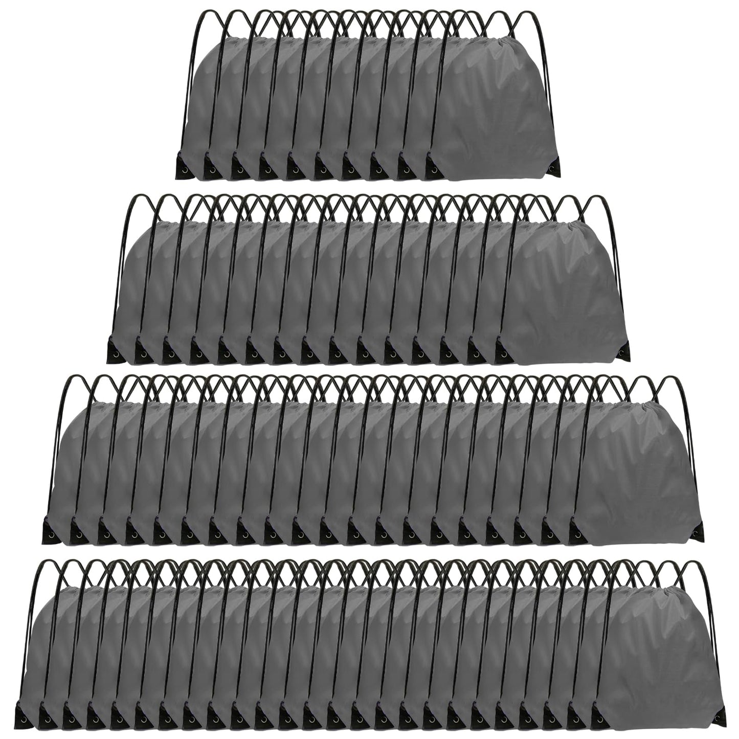 Grneric Drawstring Backpack Bulk 70Pcs String Backpack Drawstring Bags Cinch Bag Sackpack for Men Women Gym(Grey)