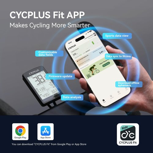 CYCPLUS Bike Computer GPS Wireless, ANT+ Cycling Computer GPS with Bluetooth, 2.8" LCD Screen,100+ Hours Battery Endurance Bike Speedometer with Auto Backlight IP67 Waterproof