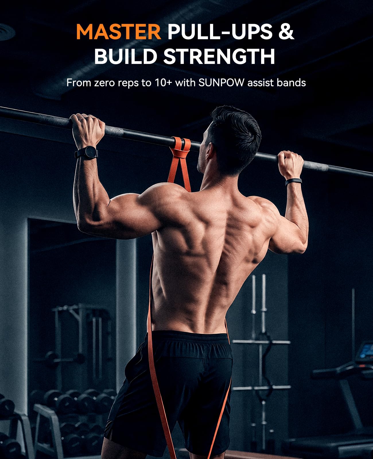 SUNPOW Pull Up Assistance Bands, Set of 5 Heavy Duty Resistance Bands for Men & Women, Natural Latex Exercise Bands for Pull-Up Progression, Home Workout, Strength Training, Mobility & Stretching