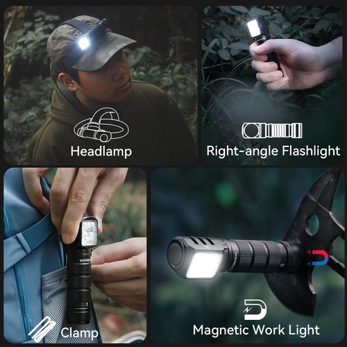 sofirn Rechargeable Headlamp with Red Light Mode 2-Way Clip HS42-2100 Lumen Head Lamp Super Bright LED -Type-C Charging Port- IP66 Waterproof - Hiking&Outdoor Camping&Car Repair