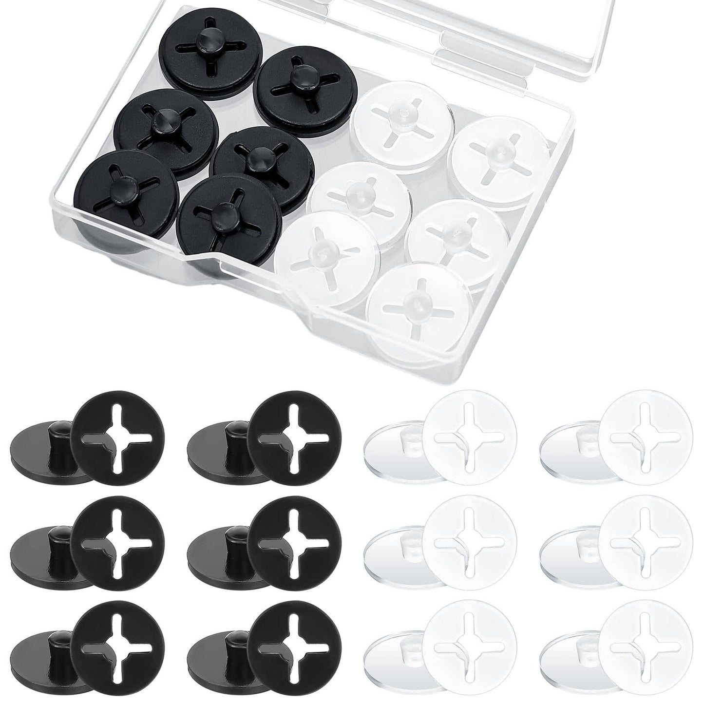 Wavwavw 12 Pcs Running Bib Clips Race Number Buckle Fixing System Triathlon Race Bib Holder Running Fixing Clips Field Events Fastener Holder for Runners Marathon Skating(Clear and Black)