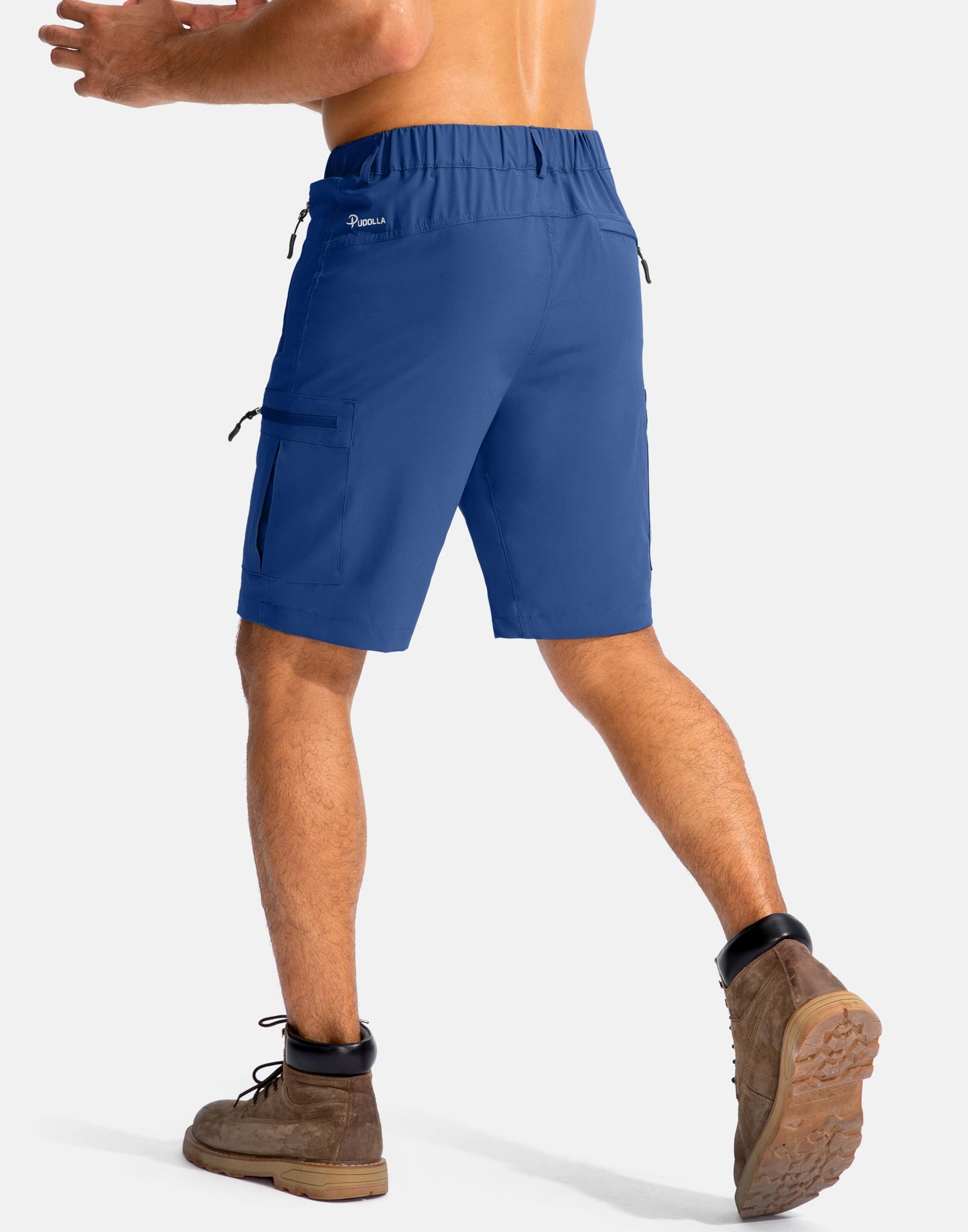 Pudolla Men's Hiking Cargo Shorts 9" Lightweight Outdoor Work Shorts for Men Travel Golf Camping Casual with 5 Zipper Pockets(Royal Blue X-Large)