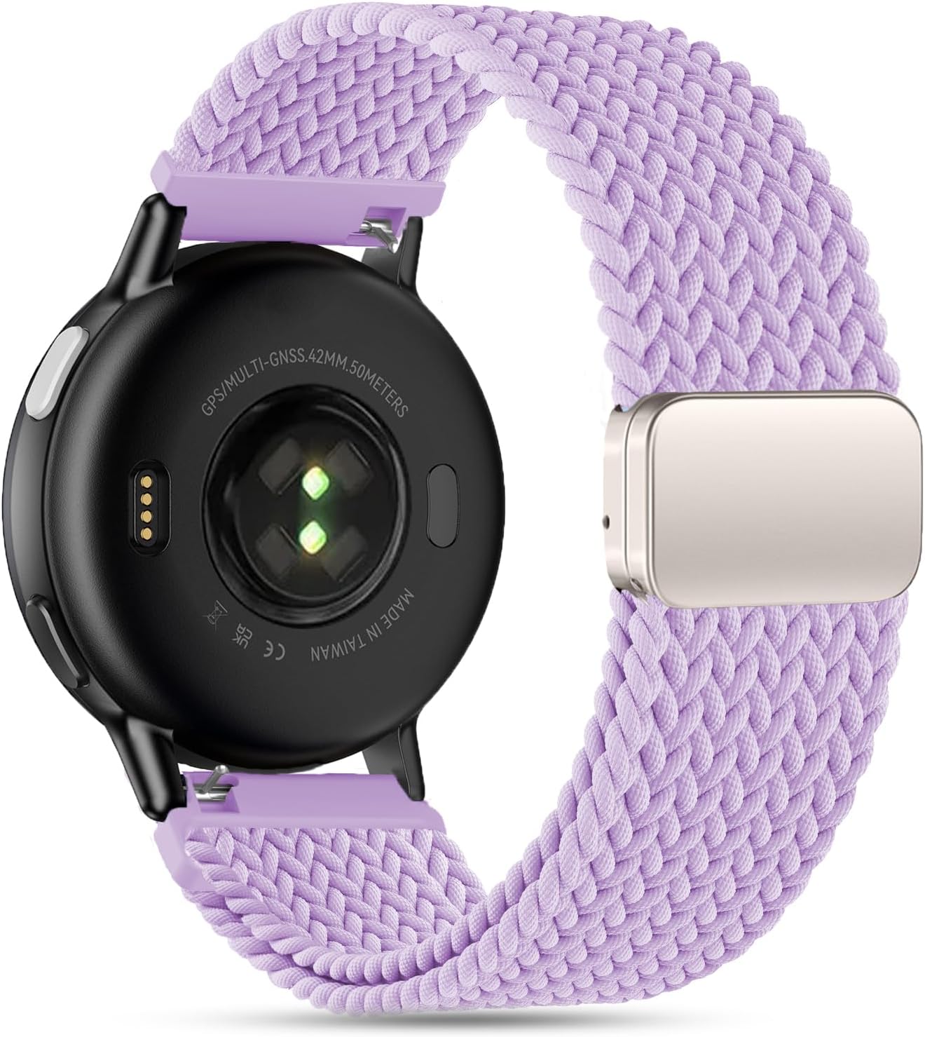20mm Magnetic Braided Nylon Band Compatible With Garmin Vivoactive 6/Vivoactive 5/3/3 Music Watch Bands, Quick Release Stretchy Strap Replacement for Venu Sq 2/Forerunner 55/165/245/645
