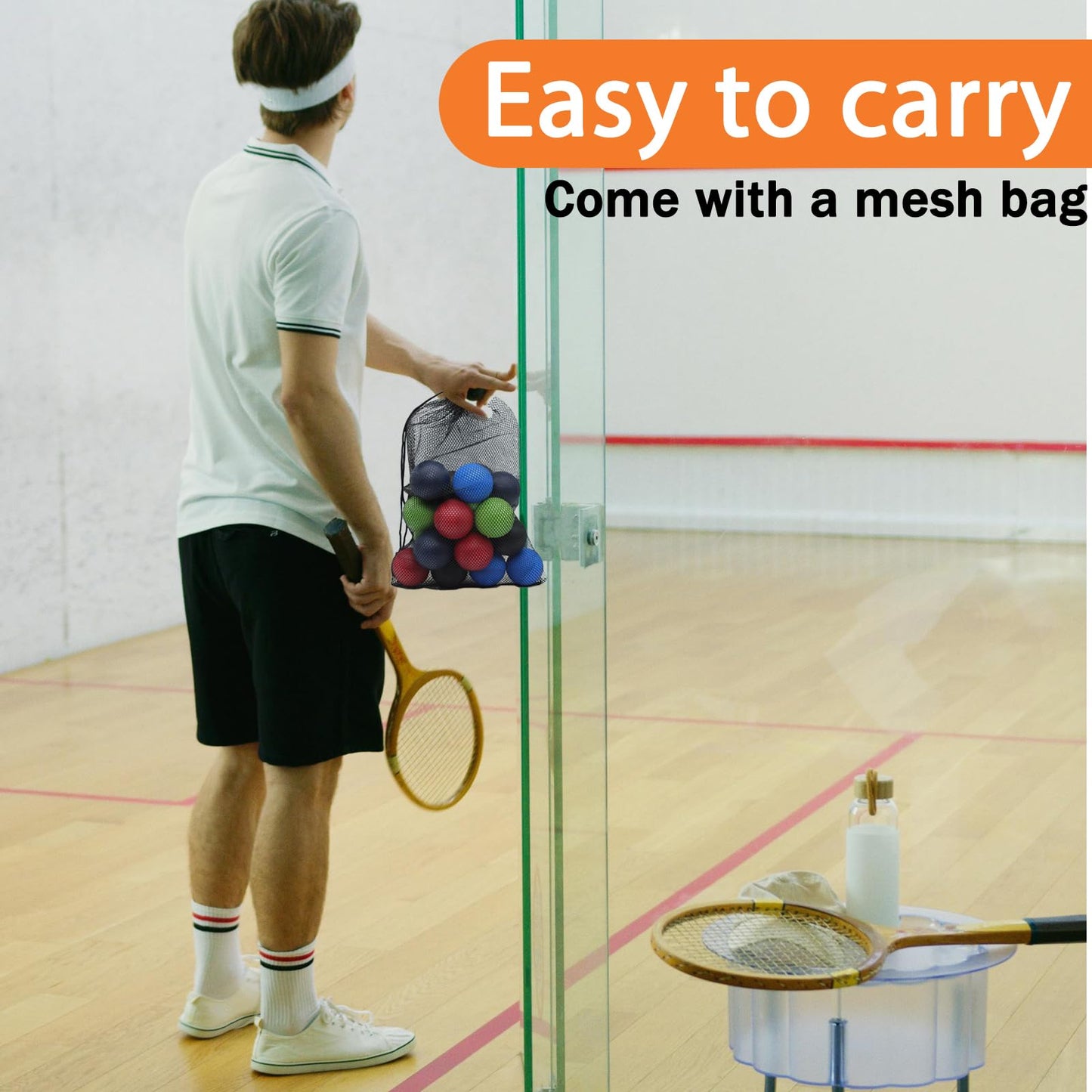 20 Pack Racquetball Multi Colored Racquetballs High Bounce Rubber Racquetballs with a mesh Bag (Multi-Color)