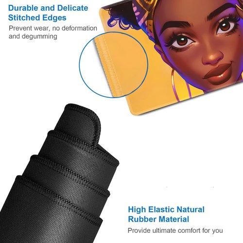 for MTG Game Playmat - 24 x 14 inches with Dices and Storage Bags, Non-Slip Base for TCG and Board Game Card Mats, Trading Card Games Mat, Comics for African-American Girls Collectible Card Playmats