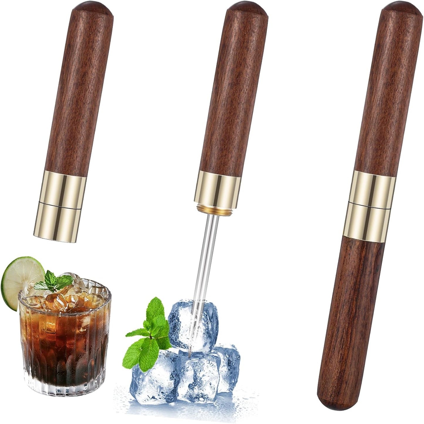 2 Pcs Ice Pick Tool Ice Picks For Breaking Ice Stainless Steel Ice Picks With Ebony Wooden Handle Safety Cap Multi-Purpose Ice Picks Pick Tool With Safety Cover Non-Slip Wooden Handle For Easy To Grip
