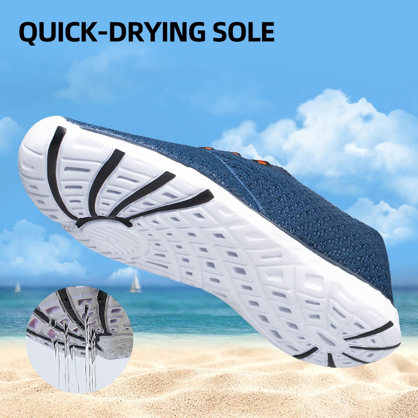 DOUSSPRT Women's Water Shoes Quick Dry for Beach Swim Pool Fishing Blue