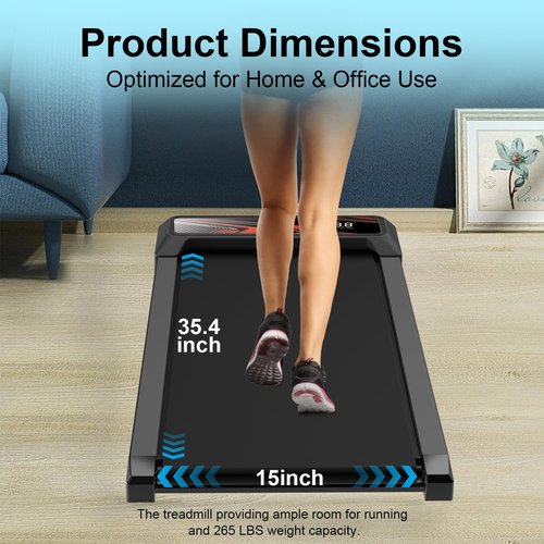 Under Desk Treadmill, 2.5 HP 265 Lbs Low Noise Walking Pad Treadmill LED Display with Remote Control Walking Jogging Running Machine, Incline Treadmills for Home and Office