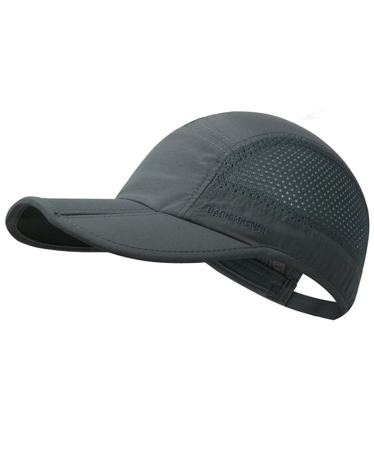 GADIEMKENSD Men Outdoor Hat Reflective Folding Running Sport Hats Summer Cool UPF 50 Sun Unstructured Baseball Caps for Men Women Breathable Light Quick Dry Travel Golf Hat Dark Gray