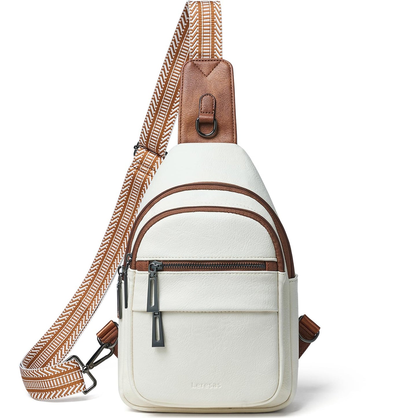 Leresas 7L Sling Bag for Women Crossbody Bags Sling Purse Backpack Cross Body Purse Fanny Pack Trendy Vegan Leather Beige