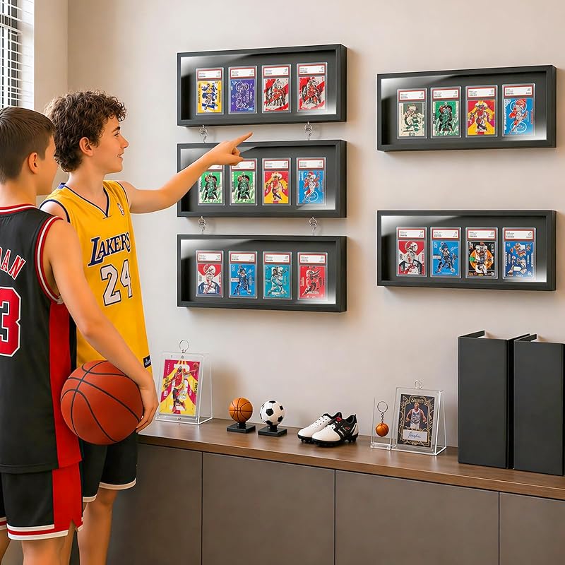 MoKo Card Display Case 3-Pack Wall Mount for 12 Graded Cards — Black