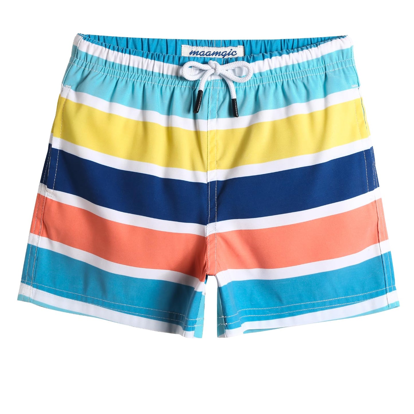 maamgic Boys Swim Trunks Toddler Swim Shorts Little Boys Bathing Suit Swimsuit Toddler Boy Swimwear,Stripe Rainbow,5 T