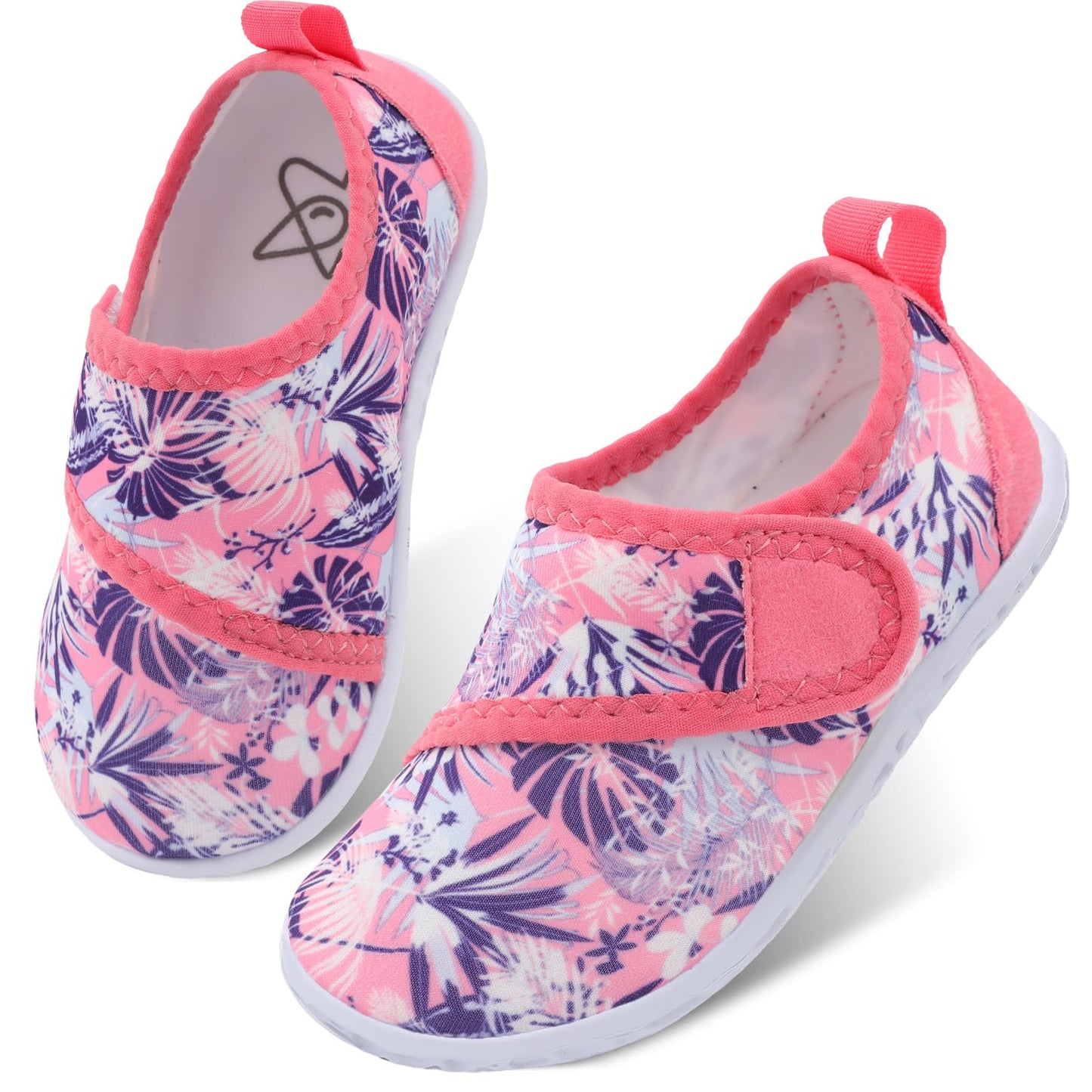 LeIsfIt Boys Girls Water Shoes Kids Aqua Socks Toddler Quick-Dry Swimming Shoes Non-Slip Summer Shoe for Beach Pool Surf, Pink Pattern, 9 Toddler