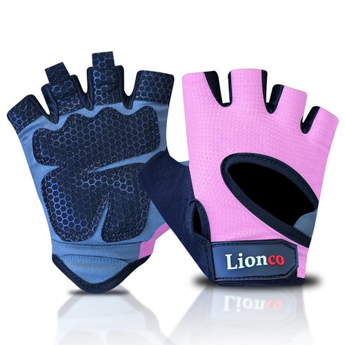 LIONCO Workout Gloves for Men Women,Weight Lifting Gloves with Breathable Gel Padded Excellent Grip for Gym Exercise,Cycling,Weightlifting,Fitness Training,Pull Ups and Climbing and Rowing (Pink, M)