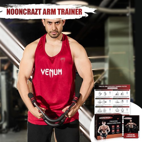 Twister Arm Trainer, Adjustable Twister Arm Chest Exerciser with 4 Spring & Training Poster for Men & Women, Detachable Power Twister Home Fitness Equipment for Enhancing Upper Body Muscle -Red