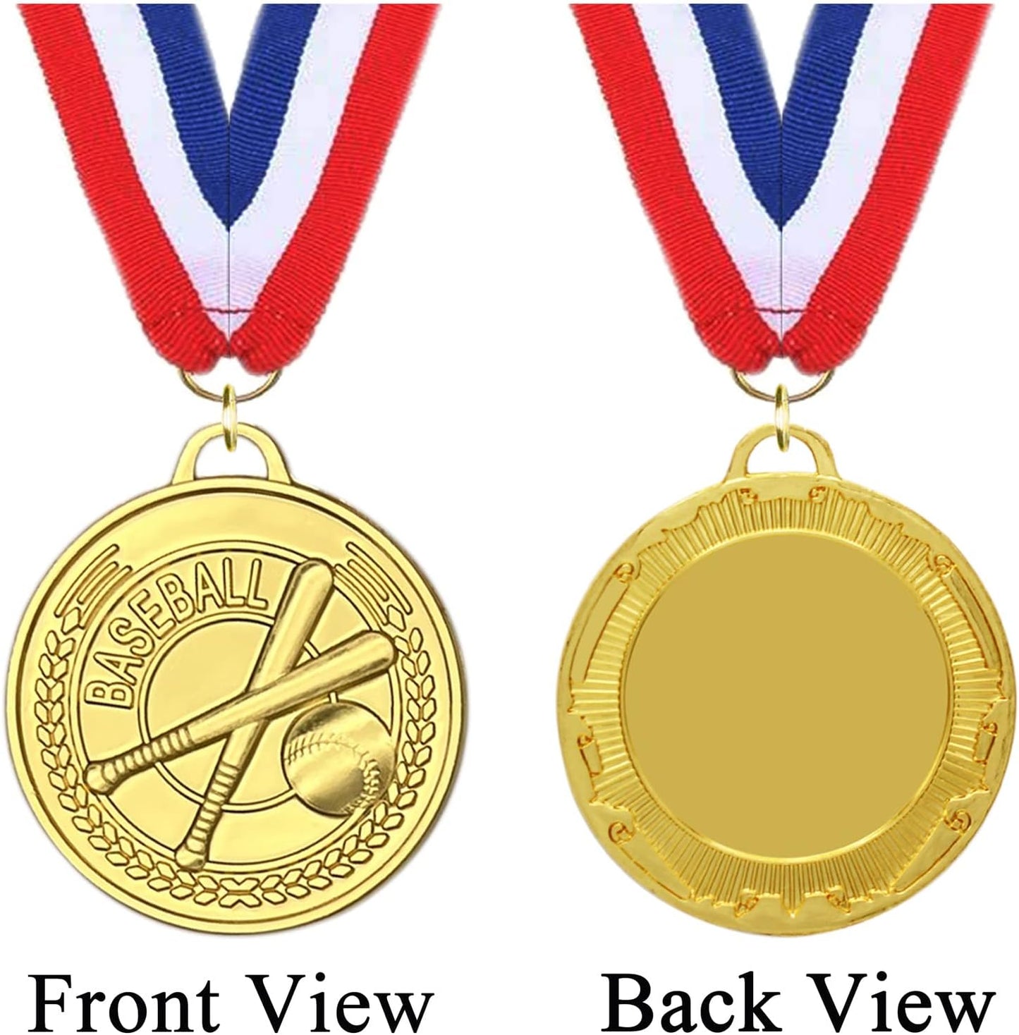 12 Pieces Gold Medals for Awards - Winner Medal Metal with Neck Ribbon Prizes for Kids, Adults, Sports Day, Spelling Bees, Competitions, Party, 2 Inches