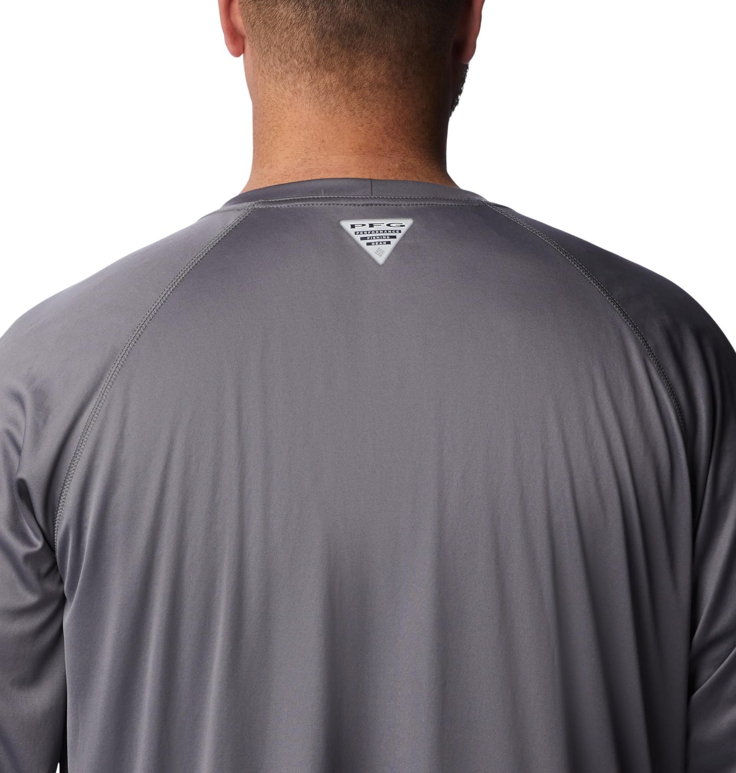 Columbia Men's PFG Terminal Tackle Long Sleeve Fishing Shirt, City Grey/Black Logo, Large Tall