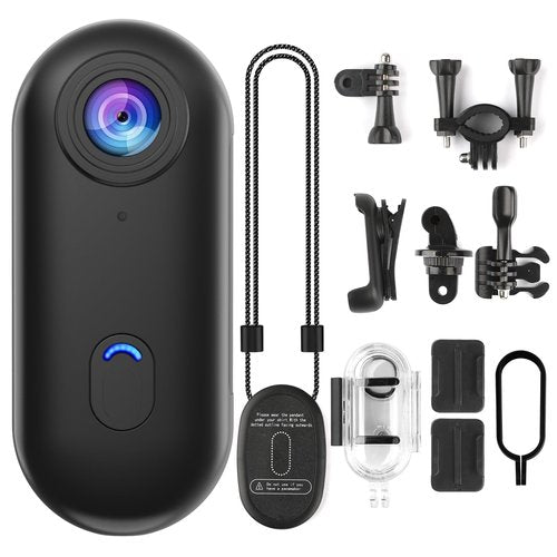 dahocamgo 4K Mini WiFi Action Camera Thumb POV Camera Portable Body Cam Wearable Sports Camera with Waterproof Case Camcorder Mount Anywhere for Cycling, Travel, Pet Walking(64GB, Black)