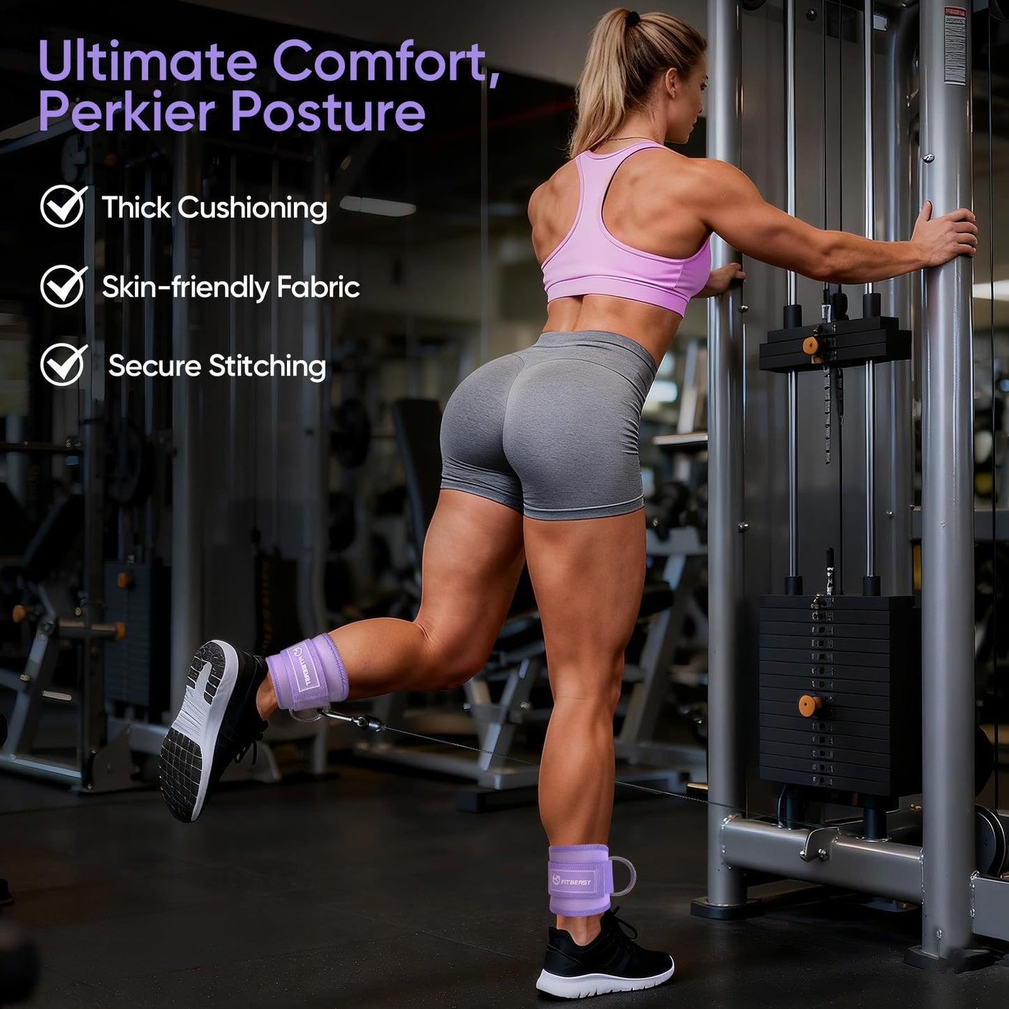 FitBeast Ankle Straps for Cable Machines Women, Gym Ankle Straps & Handles