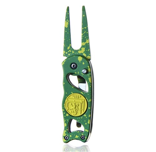 Links Golf Divot Tool with Foldable Pop-up Button & Magnetic Golf Ball Marker - Patented Golf Divot Tool and Ball Marker - Drip Collection (Amen Drip)