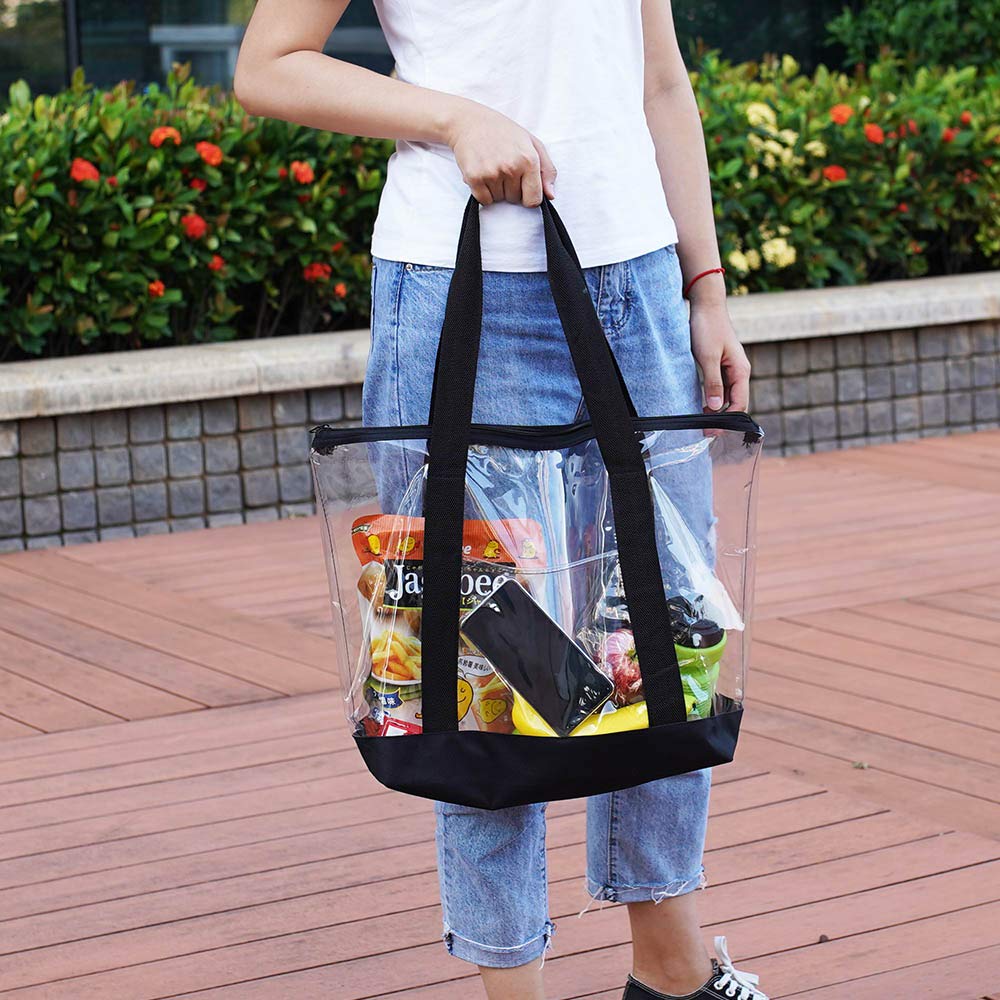 Large Clear Tote Bag, Fashion PVC Shoulder Handbag for Women, Clear Stadium Bag for Security Travel,Shopping,Sports and Work