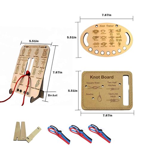 Learn Knot Training Board- Many Popular Knots,Learning Knot Tying Kit,Learn to Tie Knots Kit for Adults Beginner How to Knot Advised Fishing Backpacking Hiking Outdoor Camping Gear Knots